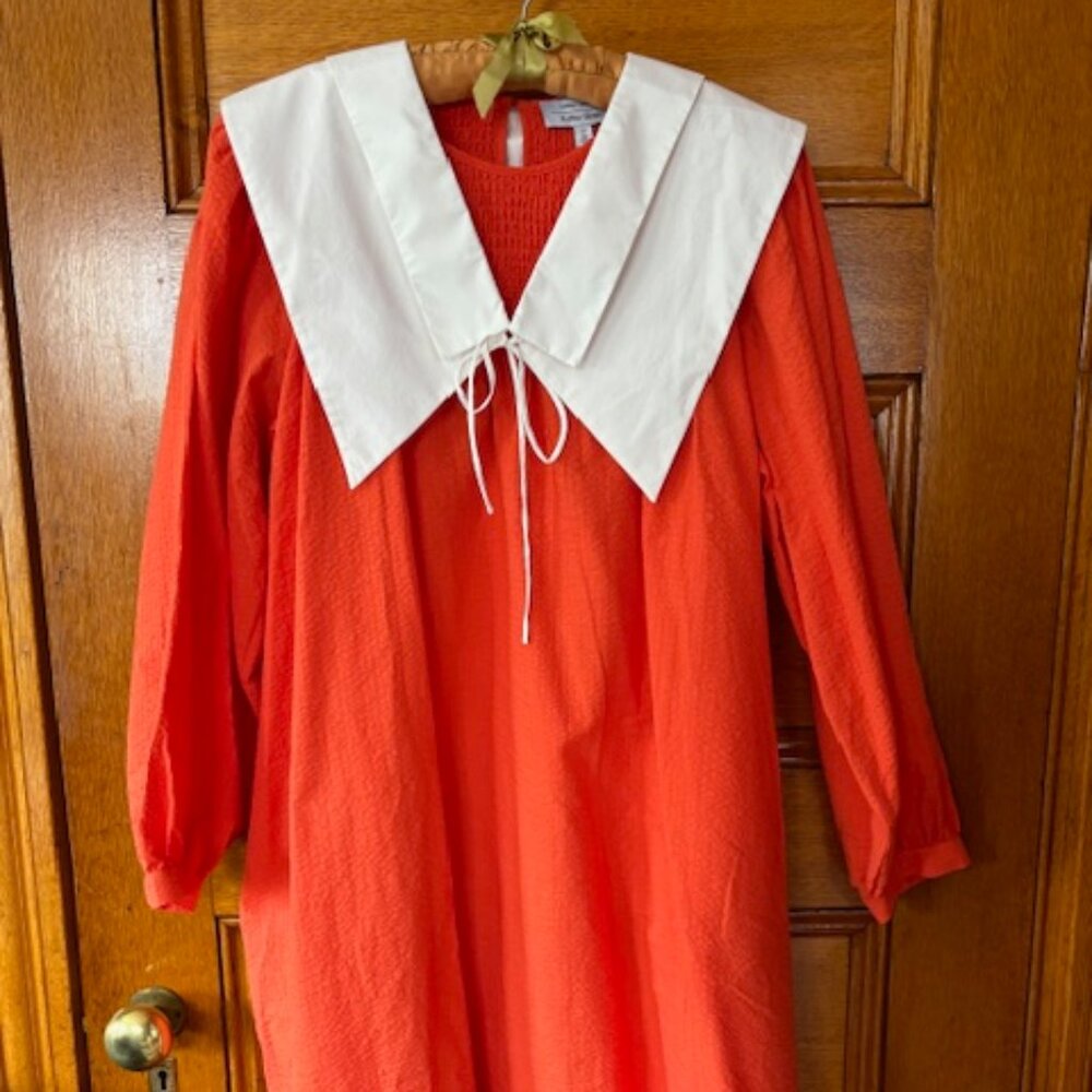 & OTHER STORIES + Sindiso Khumalo ~Detachable Collar Orange Midi Dress 8 (NWT)